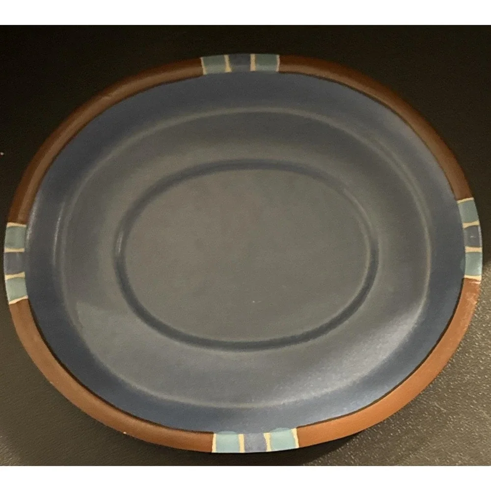 Dansk Mesa Sky Blue Stoneware‎ Gravy Boat Bowl with Under Plate Southwestern